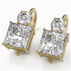 2.5 ctw Princess Cut Diamond Designer Earrings 18K Yellow Gold