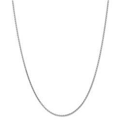 14k White Gold 1.9 mm Round Diamond Cut Wheat Chain - 22 in.