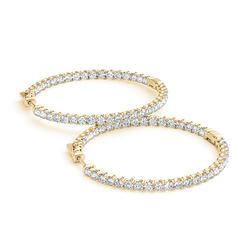 2 ctw Diamond VS/SI 42 MM Hoop Earrings 14k Yellow Gold