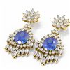 Image 3 : 16.02 ctw Tanzanite & Diamond Earrings 18K Yellow Gold