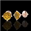 Image 2 : 2 ctw Intense Fancy Yellow Diamond Art Deco Earrings 18k Rose Gold