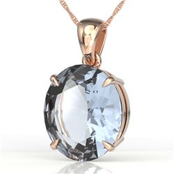9 ctw Aquamarine Designer Solitaire Necklace 14k Rose Gold