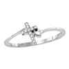 Image 1 : Sterling Silver Round Diamond Delicate Slender Cross Religious Ring 1/20 Cttw