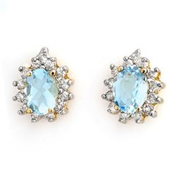 3.75 ctw Aquamarine & Diamond Earrings 14k Yellow Gold