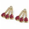 Image 3 : 24.6 ctw Ruby & Diamond Earrings 18K Yellow Gold