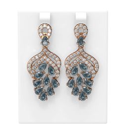 12.02 ctw Blue Topaz & Diamond Earrings 18K Rose Gold