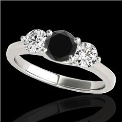 3 ctw Certified VS Black Diamond 3 Stone Solitaire Ring 10k White Gold