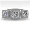 Image 1 : 2 ctw Past Present Future VS/SI Cushion Diamond Ring Deco 18k White Gold