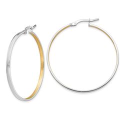 14k White Gold 2 mm Hoop Earrings - 58 mm