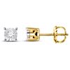 Image 1 : 10kt Yellow Gold Round Diamond Solitaire Stud Earrings 1/10 Cttw