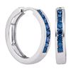 Image 1 : 10kt White Gold Round Blue Color Enhanced Diamond Hoop Earrings 1/2 Cttw