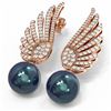 Image 3 : 2.16 ctw Diamond & Pearl Earrings 18K Rose Gold