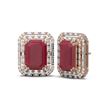 Image 2 : 13.25 ctw Ruby & Diamond Earrings 18K Rose Gold