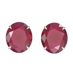 18 ctw Ruby Designer Solitaire Stud Earrings 18k White Gold
