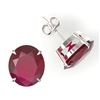 Image 2 : 18 ctw Ruby Designer Solitaire Stud Earrings 18k White Gold