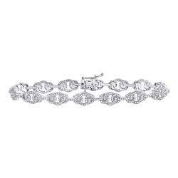 10kt White Gold Mens Round Diamond Link Fashion Bracelet 1.00 Cttw