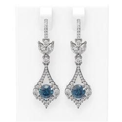 5.27 ctw Intense Blue Diamond Earrings 18K White Gold