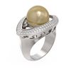 Image 1 : 1 ctw Diamond & Pearl Ring 18K White Gold