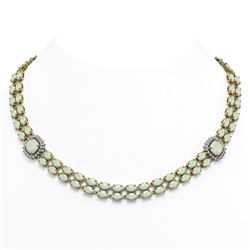 32.21 ctw Opal & Diamond Necklace 14K Yellow Gold