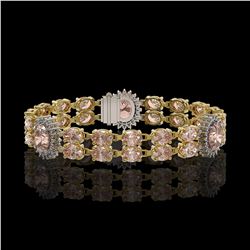 17.3 ctw Morganite & Diamond Bracelet 14K Yellow Gold