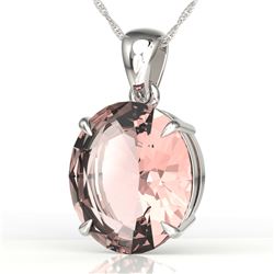 9 ctw Morganite Designer Solitaire Necklace 18k White Gold