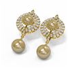 Image 3 : 5 ctw Diamond & Pearl Earrings 18K Yellow Gold