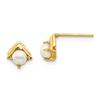 Image 1 : 14k 3-4 mm White Button Freshwater Pearl Post Earrings - 62 mm