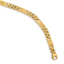 Men's 14k Yellow Gold Satin & Polished Link Bracelet - 8.25 in.