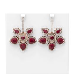 31.28 ctw Ruby Diamond Earrings 18K Rose Gold