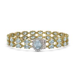 20.47 ctw Aquamarine & Diamond Bracelet 14K Yellow Gold