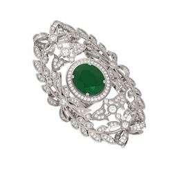 8.82 ctw Emerald & Diamond Ring 18K White Gold