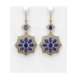 16.88 ctw Sapphire & Diamond Earrings 18K Yellow Gold