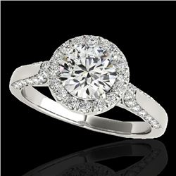 2.15 ctw Certified Diamond Solitaire Halo Ring 10k White Gold