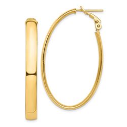 14k Yellow Gold Oval Omega Back Hoop Earrings - 5x29 mm