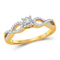 10kt Yellow Gold Round Diamond Solitaire Twist Promise Bridal Ring 1/6 Cttw