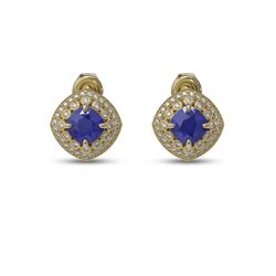 4.99 ctw Certified Sapphire & Diamond Victorian Earrings 14K Yellow Gold