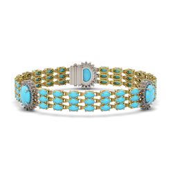 23.14 ctw Turquoise & Diamond Bracelet 14K Yellow Gold