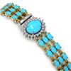 Image 3 : 23.14 ctw Turquoise & Diamond Bracelet 14K Yellow Gold