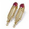 Image 3 : 9.24 ctw Ruby & Diamond Earrings 18K Yellow Gold