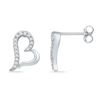 Image 1 : 10kt White Gold Round Diamond Heart Cluster Screwback Earrings 1/10 Cttw