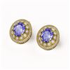 Image 2 : 9.06 ctw Tanzanite & Diamond Victorian Earrings 14K Yellow Gold
