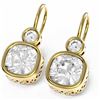 Image 3 : 2.24 ctw Cushion Diamond Earrings 18K Yellow Gold
