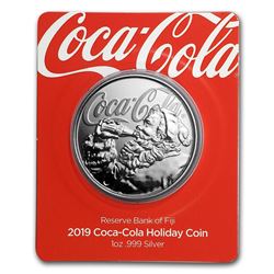 2019 Fiji 1 oz Proof Silver Coca-Cola Santa Holiday Coin