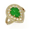 Image 1 : 4.12 ctw Jade & Diamond Victorian Ring 14K Yellow Gold