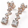 Image 1 : 4 ctw Princess Cut Diamond Designer Earrings 18K Rose Gold