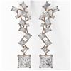 Image 2 : 4 ctw Princess Cut Diamond Designer Earrings 18K Rose Gold