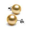 Image 1 : Golden South Sea Pearl Stud Earrings, 10.0-11.0mm