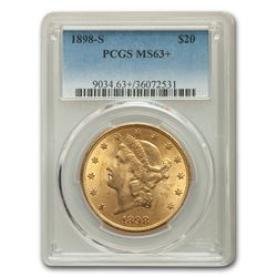 1898-S $20 Liberty Gold Double Eagle MS-63+ PCGS