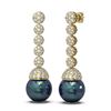 Image 2 : 2.75 ctw Diamond & Pearl Earrings 18K Yellow Gold