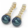 Image 3 : 2.75 ctw Diamond & Pearl Earrings 18K Yellow Gold